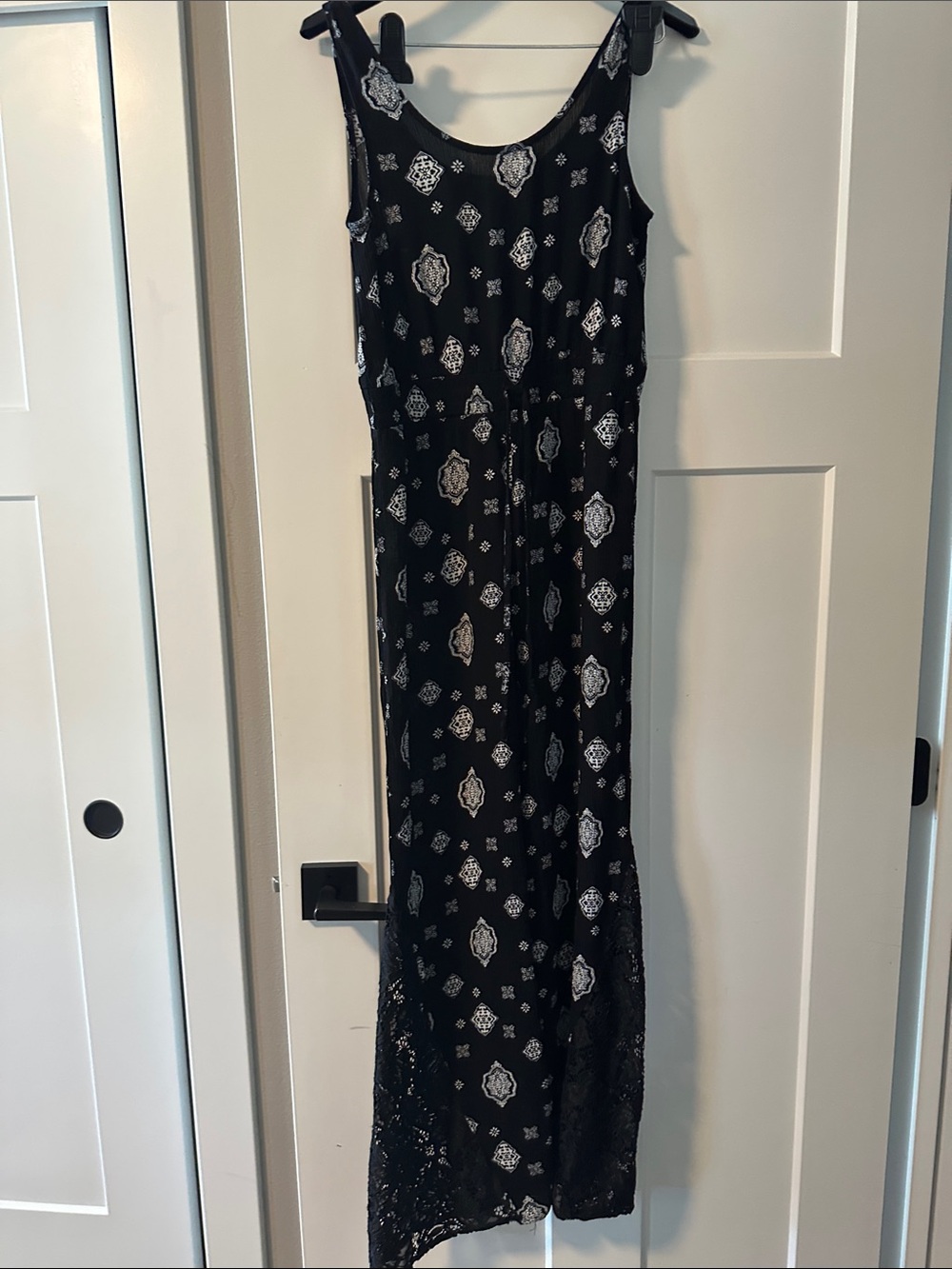 Black Printed Sleeveless Jumpsuit